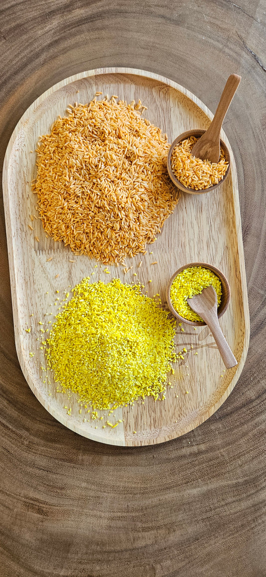 Biologisch gekleurde rijst-oranje-loose parts