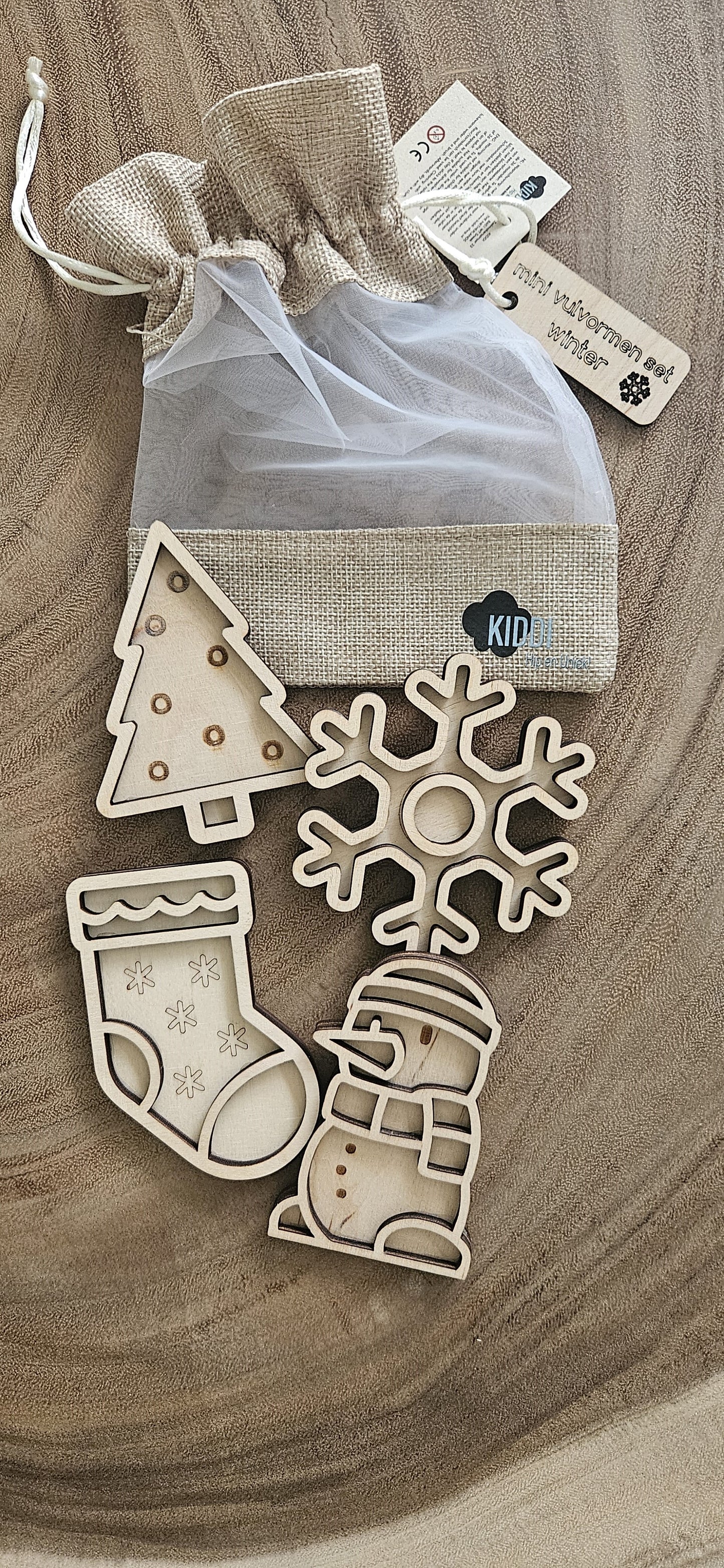 Mini vulvormen hout-Kiddi- thema Winter/Kerst