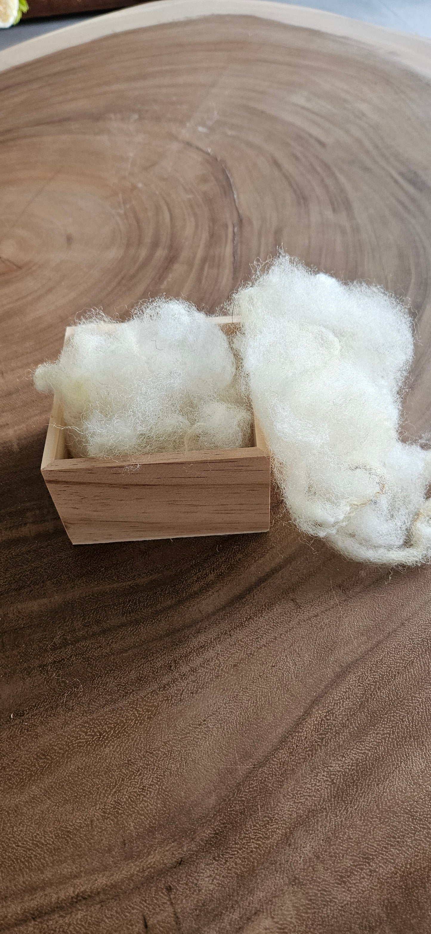 Voel en sorteer bakje met echte schapenwol 20 gram-loose parts
