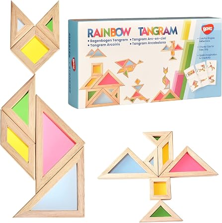 Houten transparante tangram vormen voor lichttafel