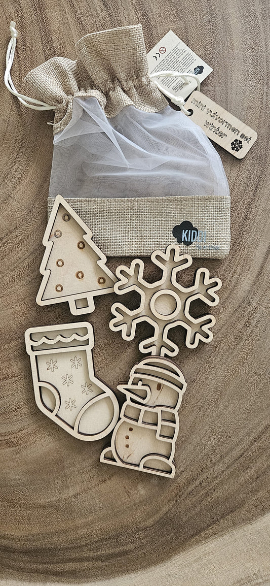 Mini vulvormen hout-Kiddi- thema Winter/Kerst