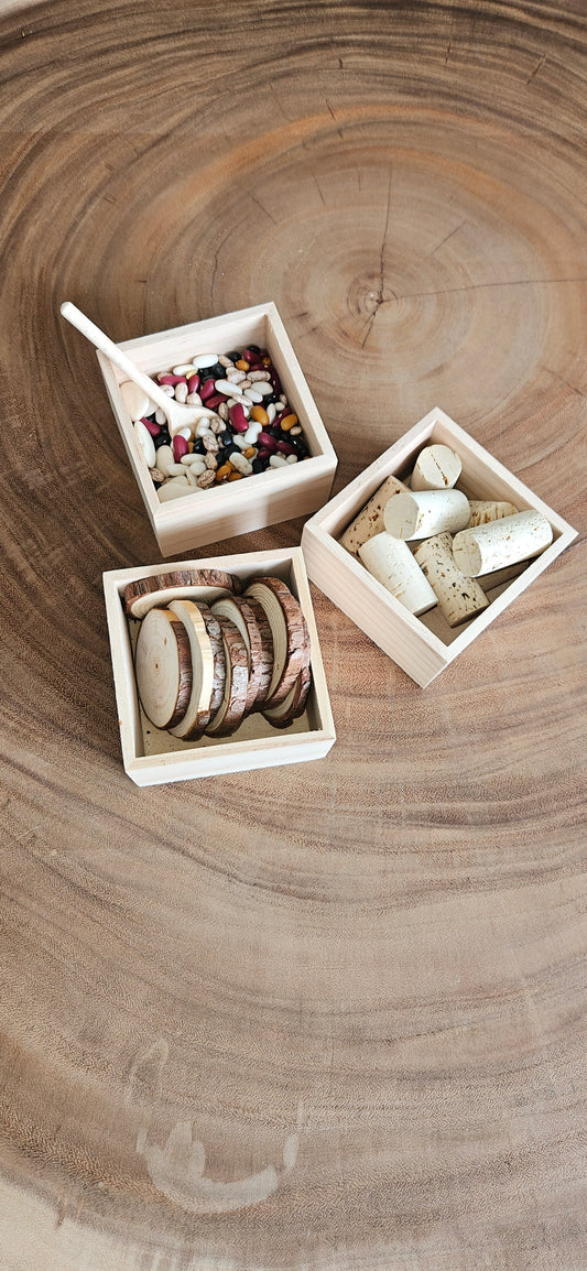 Voel-en sorteerbakje met peulvruchten-loose parts