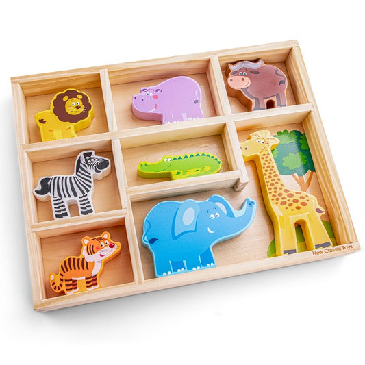 Houten safaridieren voor tray kind 2-4 jaar
