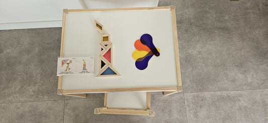 Houten transparante tangram vormen voor lichttafel