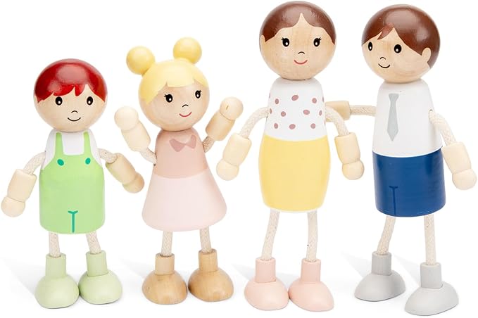 Houten poppetjes-familie voor tray
